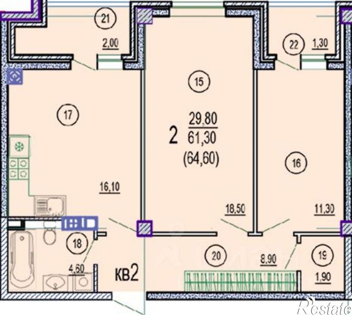 2-комн квартира ул Красная, 35/2А,  д. 35/2А