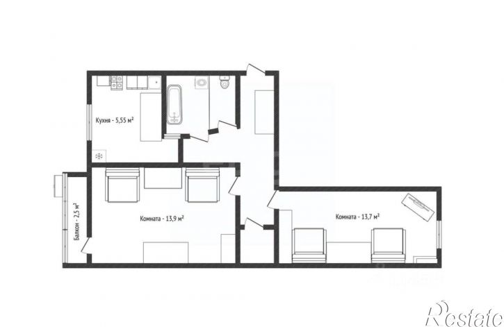 2-комн квартира ул Плеханова, 33,  д. 33